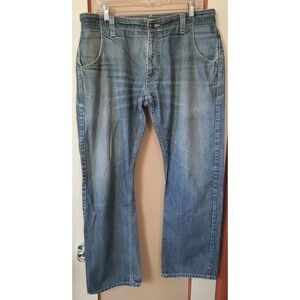 Levis 514 Jeans Mens 36X32 Blue Straight Distressed Denim Light Wash Classic